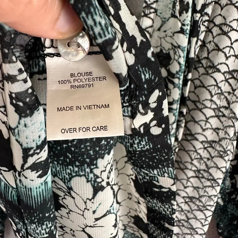 Figueroa & Flower Anthropologie Blouse Size L Mixed Print Sheer Artsy Boho Top - Picture 5 of 15
